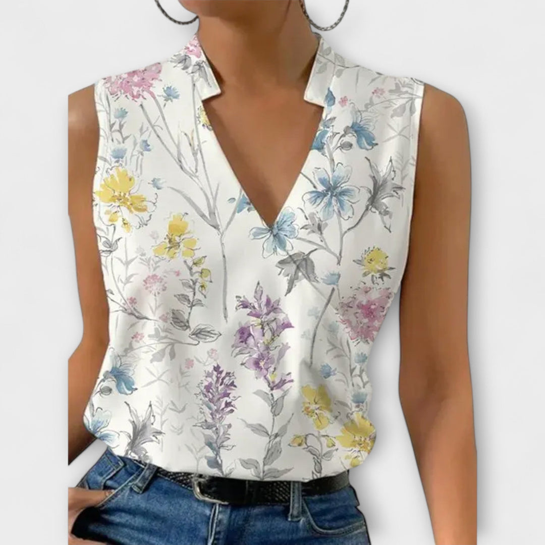 Women's V-Neck Top with Soft Wrap for Casual Outings