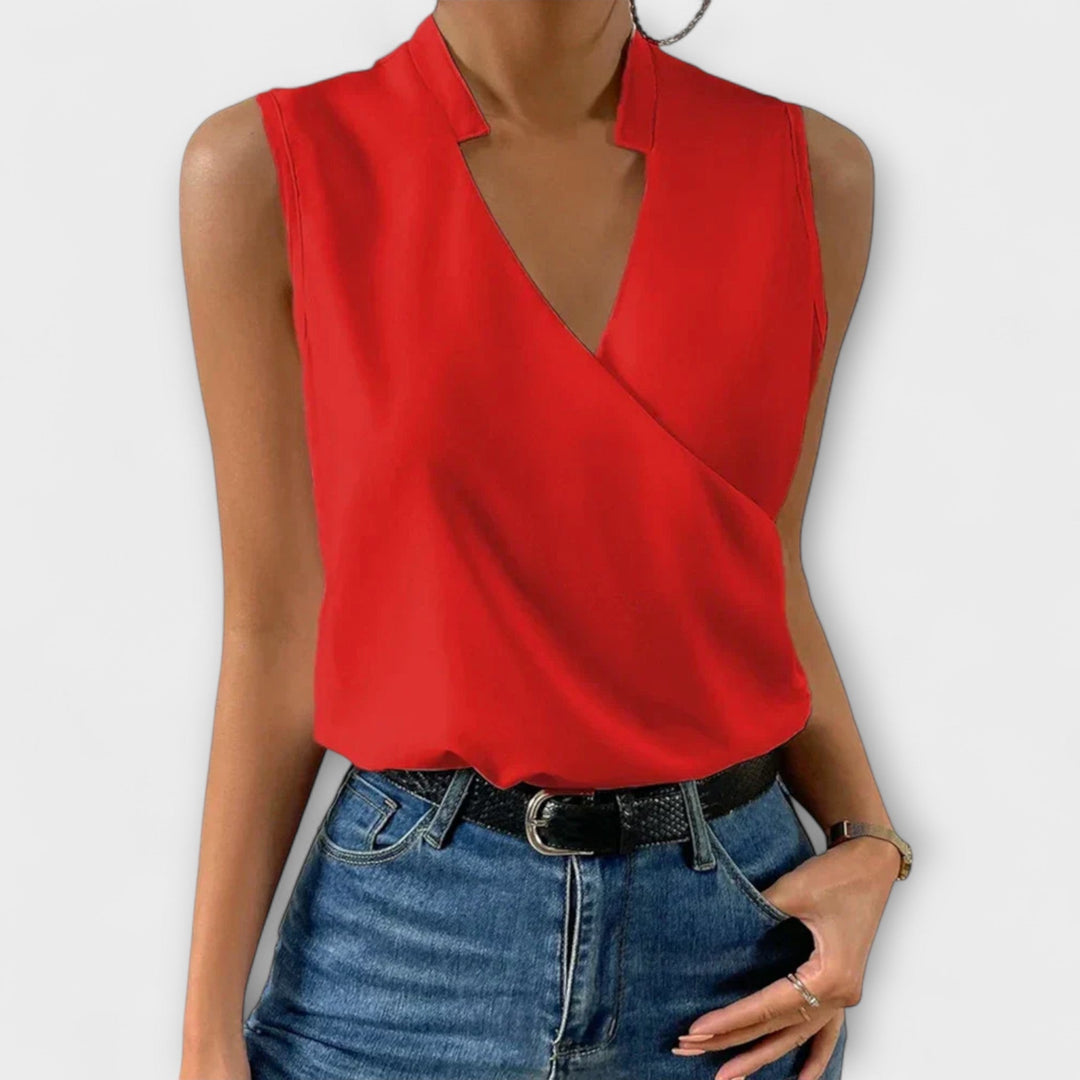 Women's V-Neck Top with Soft Wrap for Casual Outings
