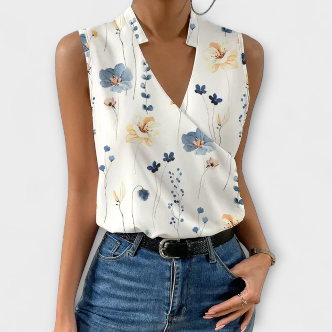 Women's V-Neck Top with Soft Wrap for Casual Outings