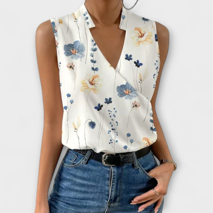 Women's V-Neck Top with Soft Wrap for Casual Outings