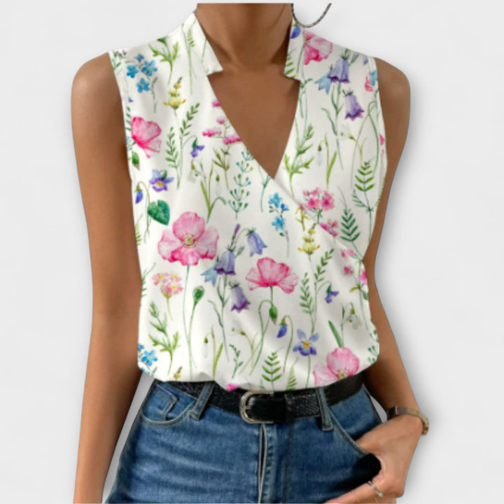 Women's V-Neck Top with Soft Wrap for Casual Outings