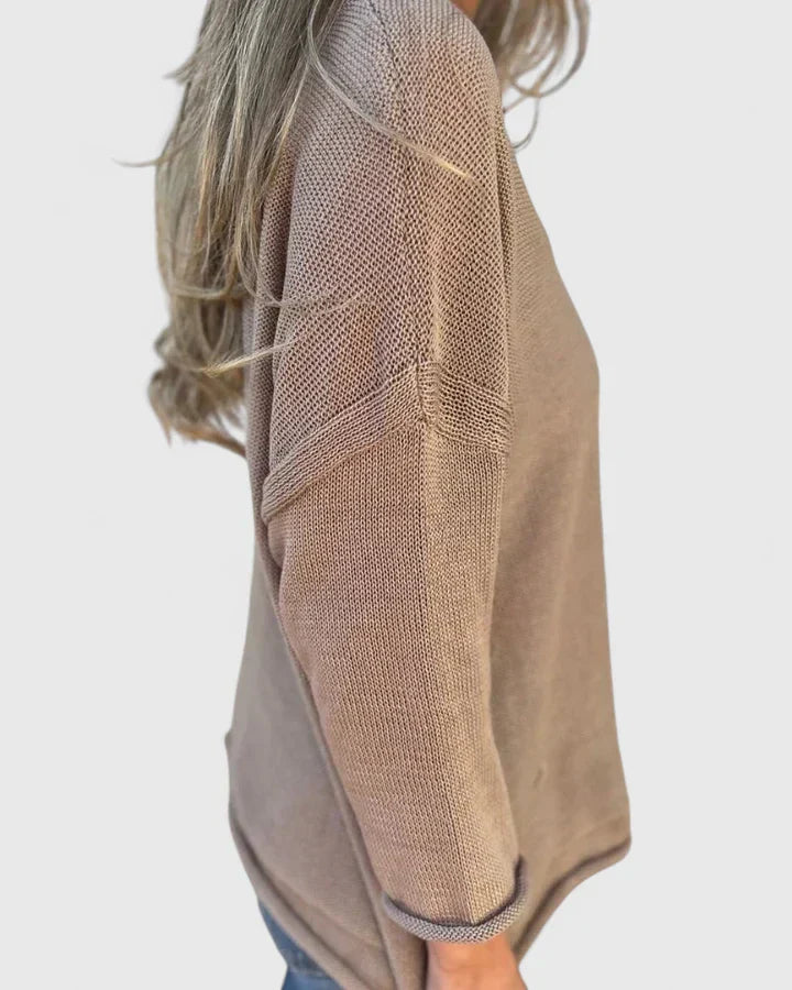 Women's V-neck Knit Top with Pocket for Casual Days