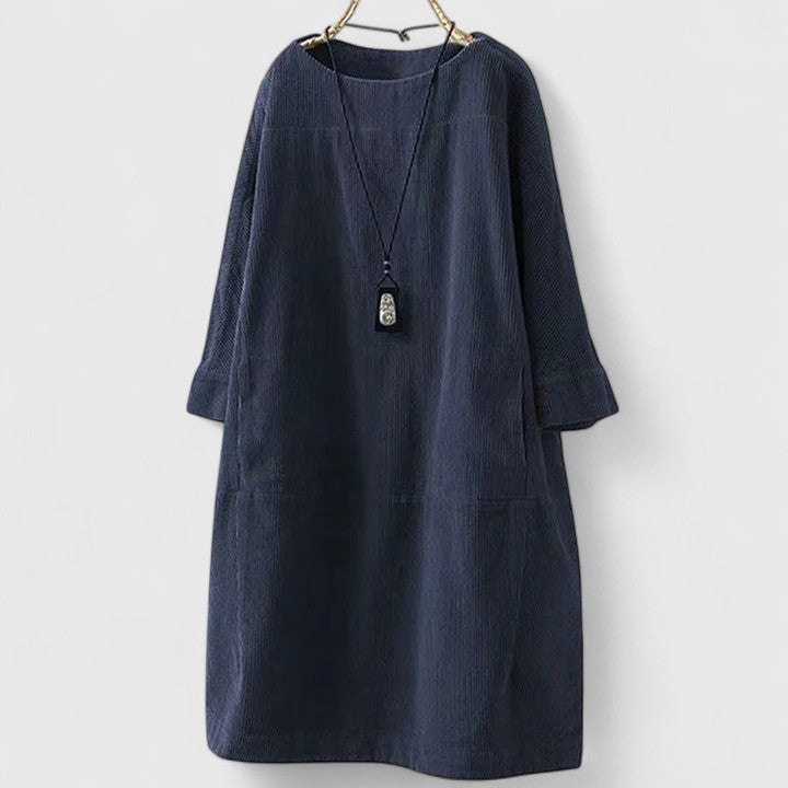Women's Vintage Midi Dress with Textured Finish for Outings