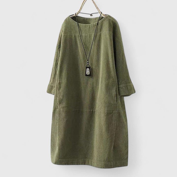 Women's Vintage Midi Dress with Textured Finish for Outings