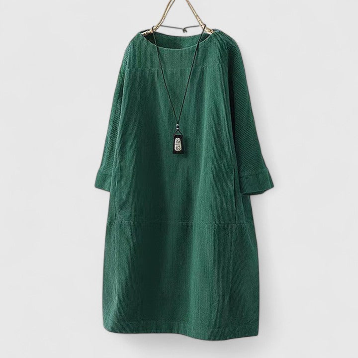Women's Vintage Midi Dress with Textured Finish for Outings