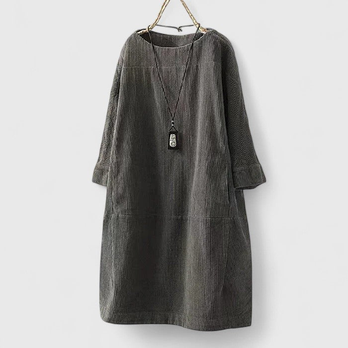 Women's Vintage Midi Dress with Textured Finish for Outings