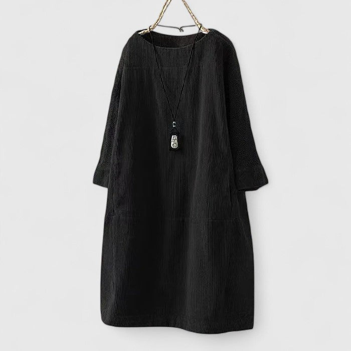 Women's Vintage Midi Dress with Textured Finish for Outings