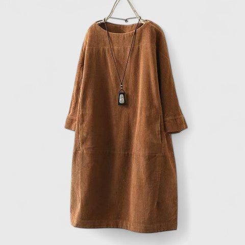 Women's Vintage Midi Dress with Textured Finish for Outings