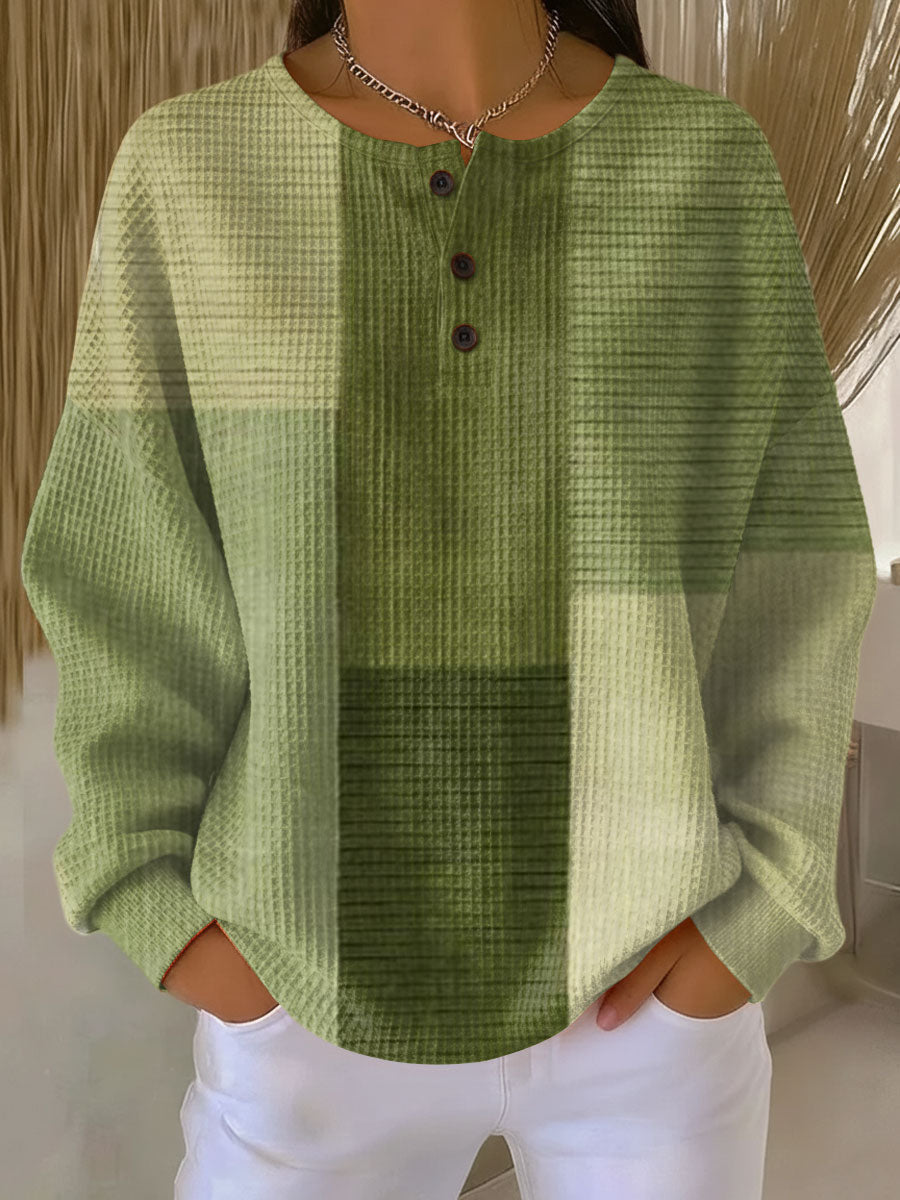 Women's Waffle Knit Jumper with Plush Interior for Autumn