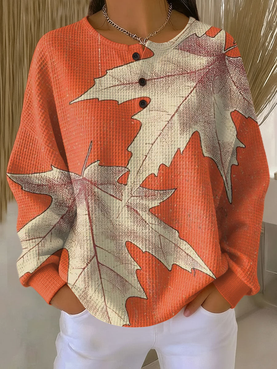 Women's Waffle Knit Jumper with Thick Warmth for Autumn