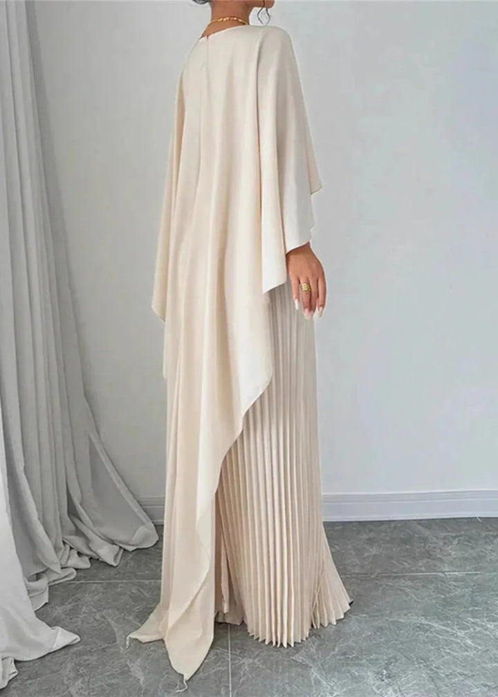 Women's Wedding Guest Pleated Cape Maxi Dress for Weddings