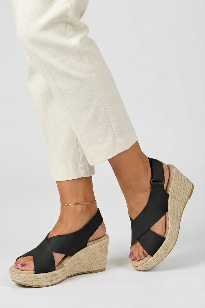 Women's Wedge Slingback Sandals with Crossover Straps