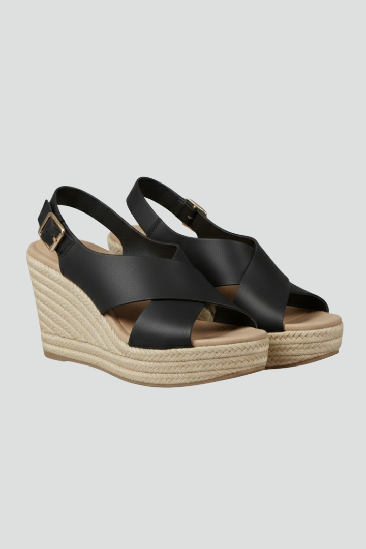 Women's Wedge Slingback Sandals with Crossover Straps