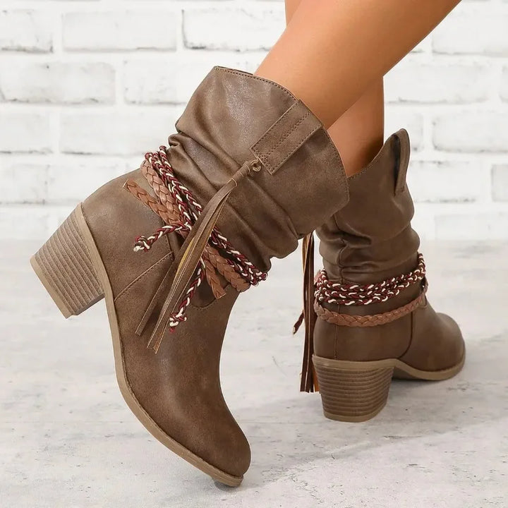 Women's Western Boots with Tassel Detailing for Casual Wear