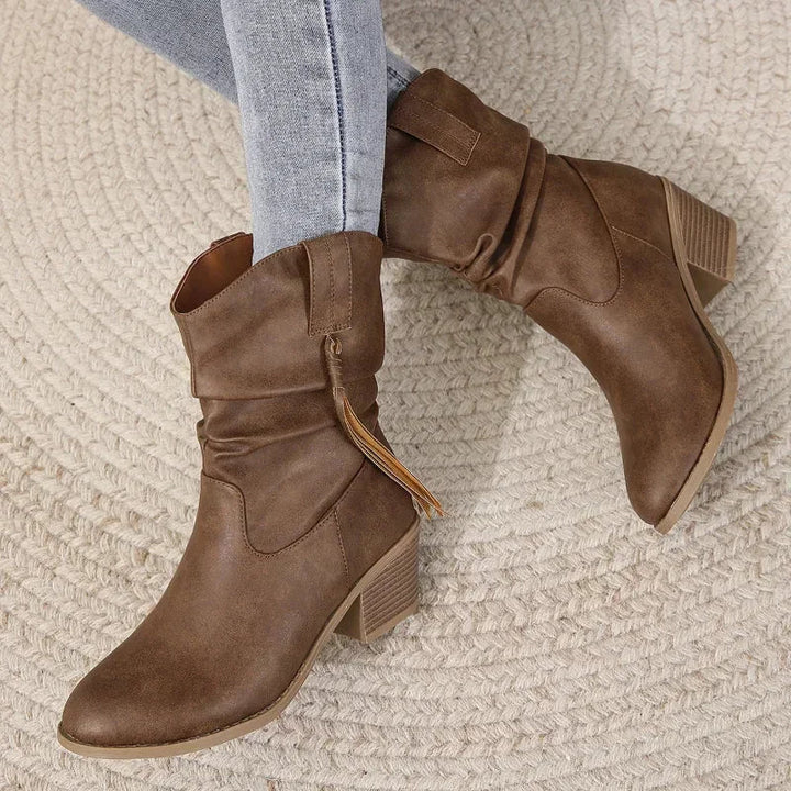 Women's Western Boots with Tassel Detailing for Casual Wear