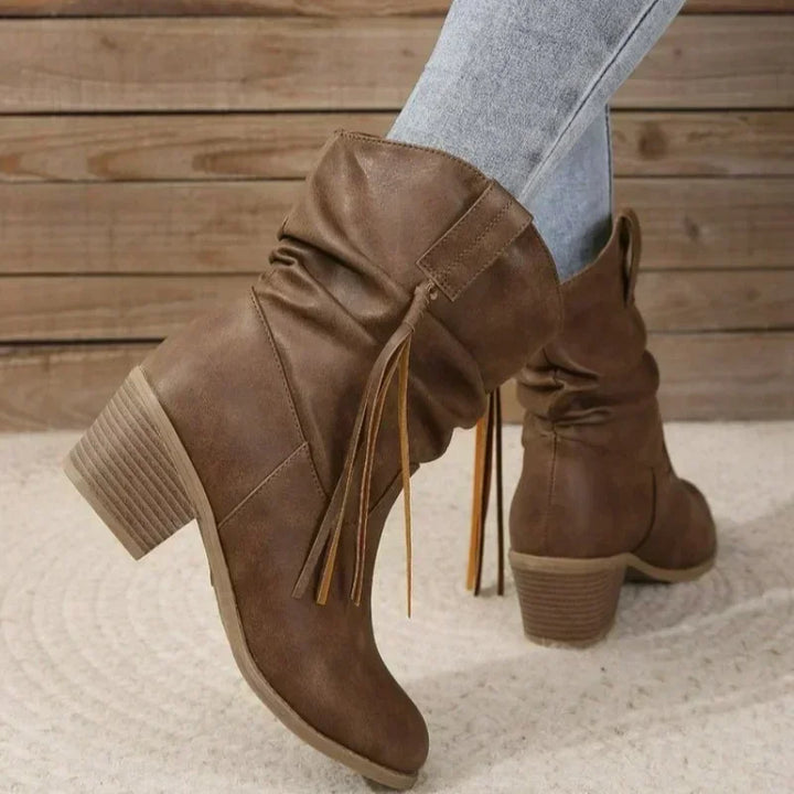 Women's Western Boots with Tassel Detailing for Casual Wear