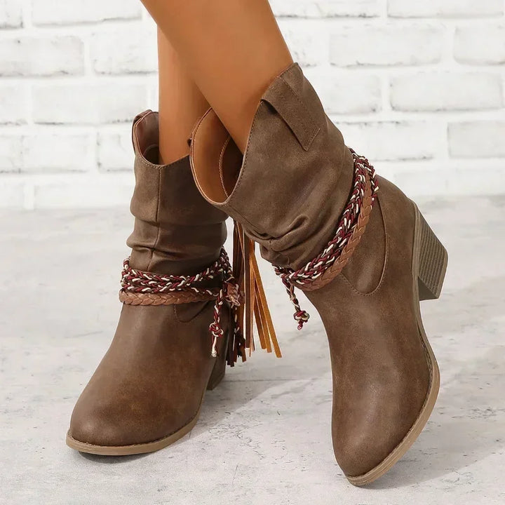 Women's Western Boots with Tassel Detailing for Casual Wear