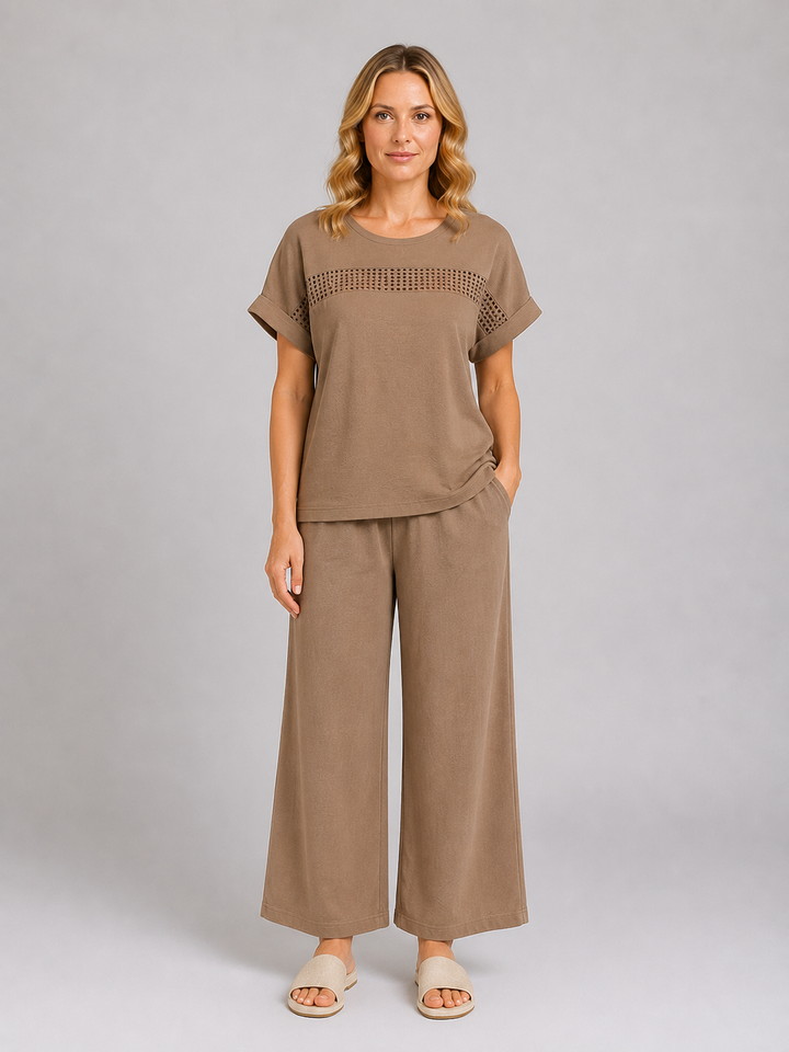 Women’s Wide Leg Co-Ord with Crochet Detail