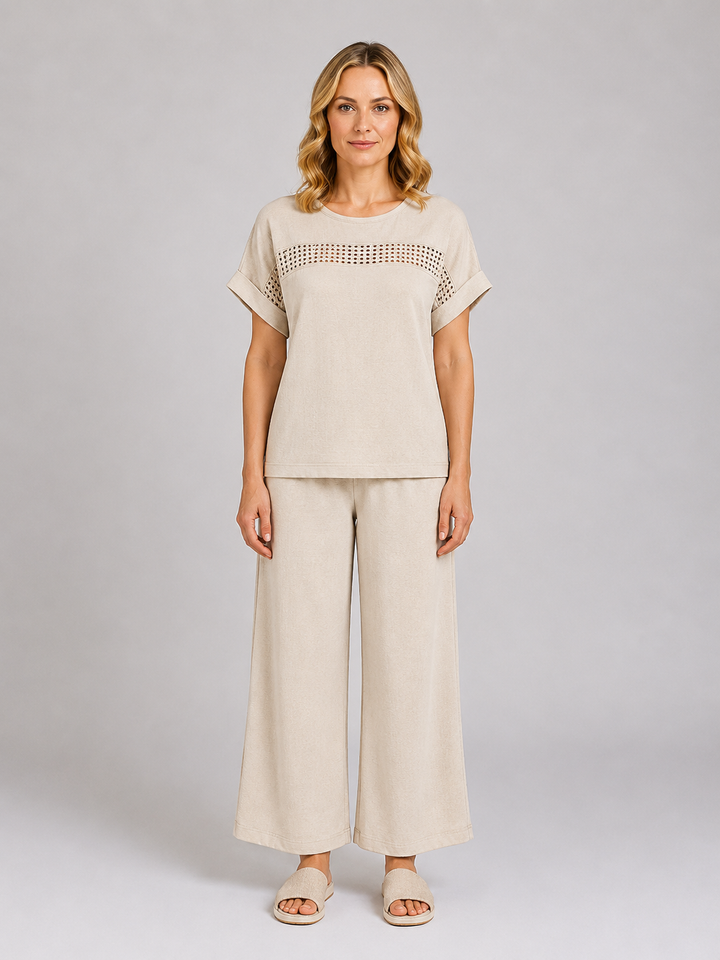 Women’s Wide Leg Co-Ord with Crochet Detail