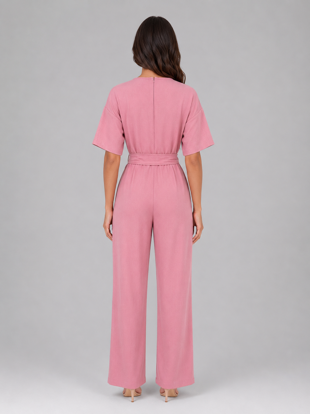 Women’s Wide Leg Jumpsuit with Tie Waist