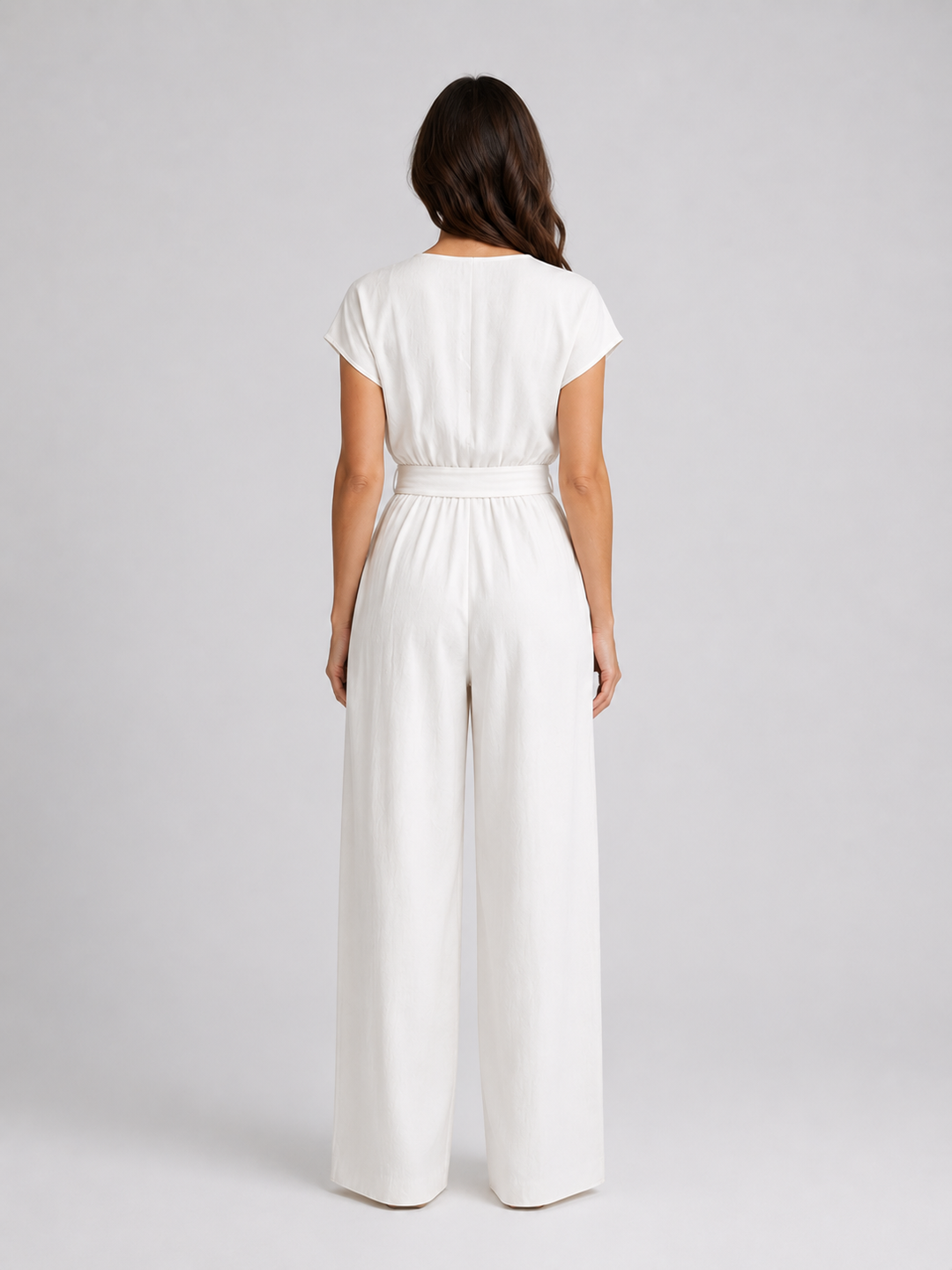 Women’s Wide Leg Jumpsuit with Tie Waist