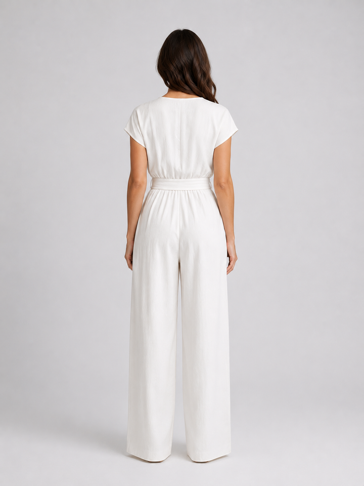 Women’s Wide Leg Jumpsuit with Tie Waist