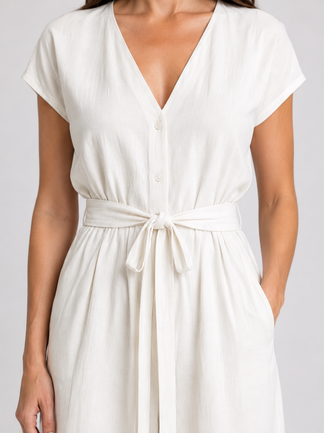 Women’s Wide Leg Jumpsuit with Tie Waist