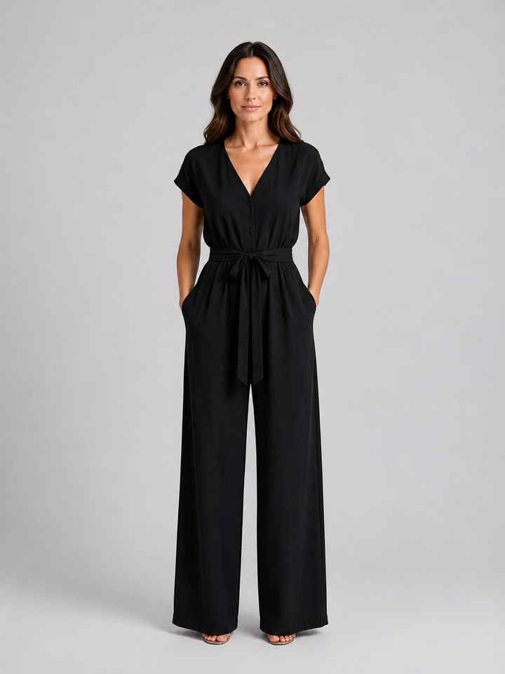 Women’s Wide Leg Jumpsuit with Tie Waist