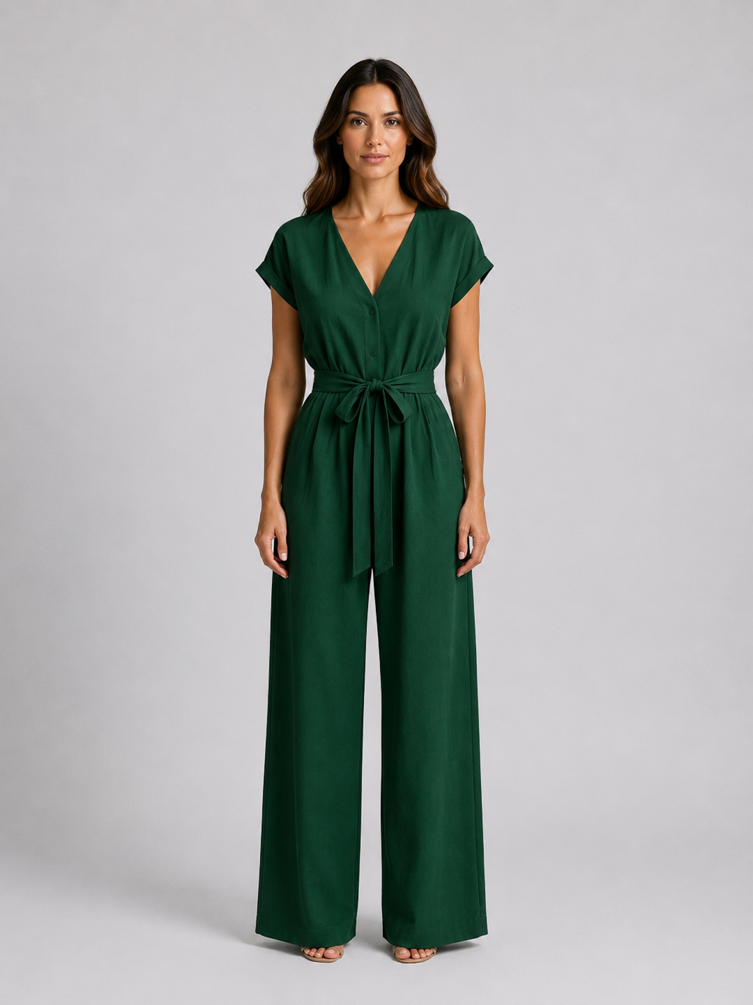 Women’s Wide Leg Jumpsuit with Tie Waist