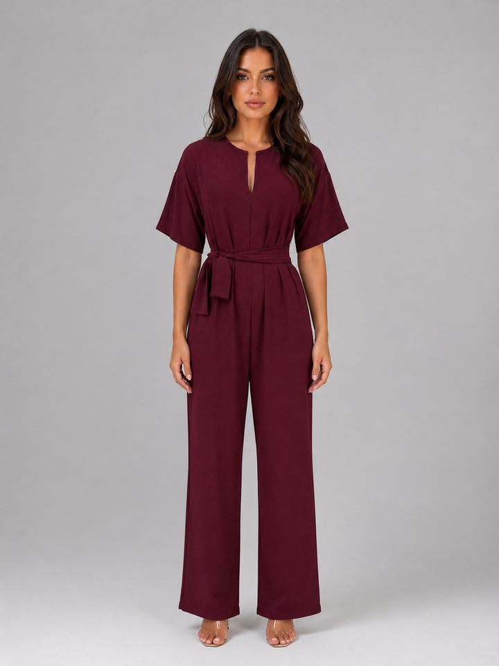 Women’s Wide Leg Jumpsuit with Tie Waist
