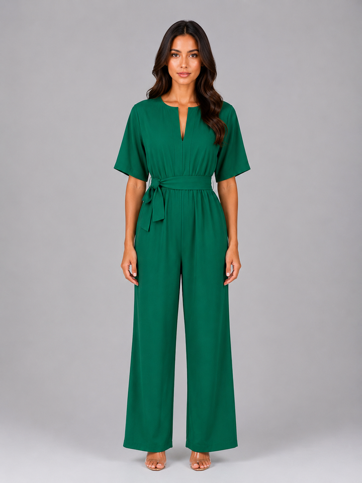 Women’s Wide Leg Jumpsuit with Tie Waist