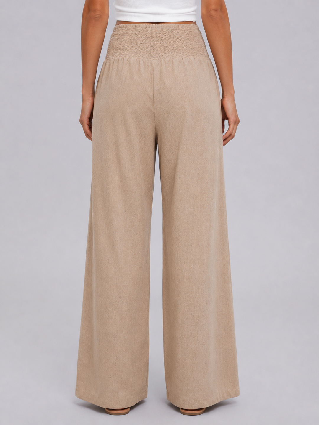 Women’s Wide-Leg Trousers with Smocked Waist