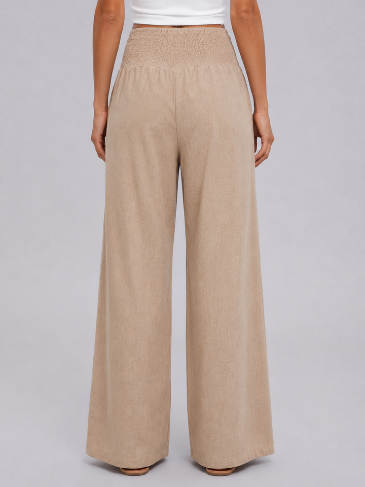 Women’s Wide-Leg Trousers with Smocked Waist