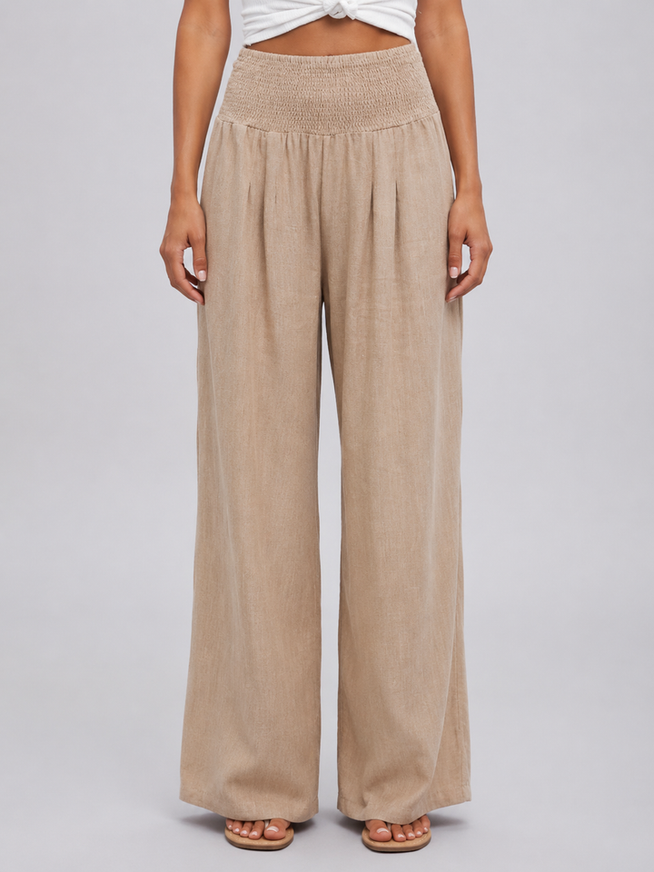 Women’s Wide-Leg Trousers with Smocked Waist