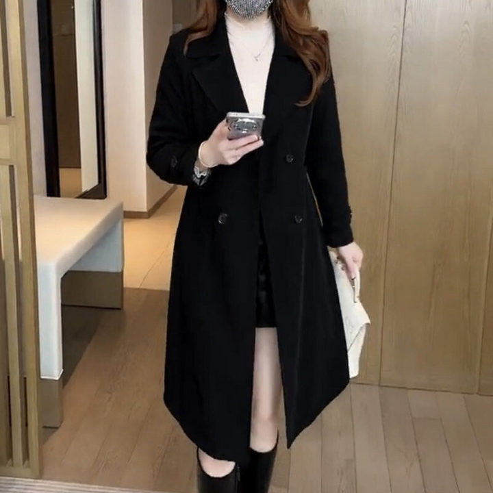 Women's Wool Trench Coat with Timeless Warmth for Winter
