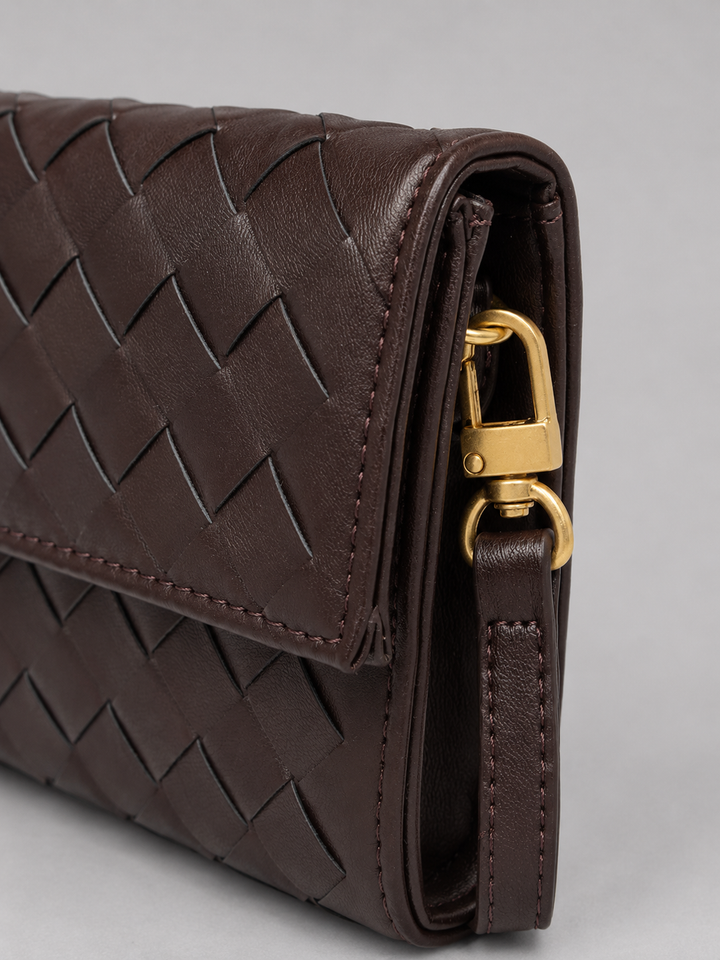 Women’s Woven Clutch with Gold Knot Closure