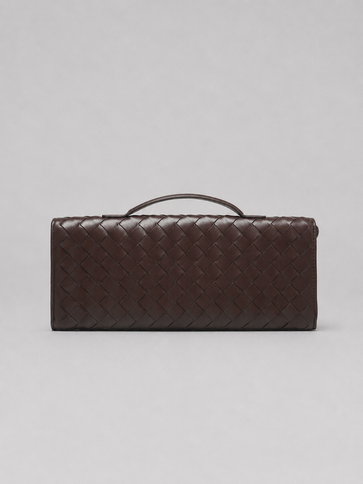 Women’s Woven Clutch with Gold Knot Closure