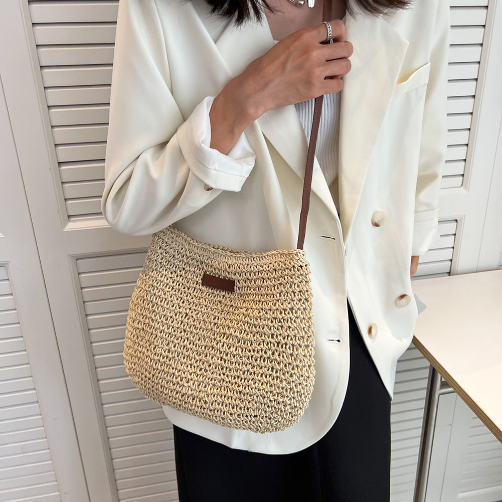 Women's Woven Shoulder Bag with Adjustable Strap for Daily