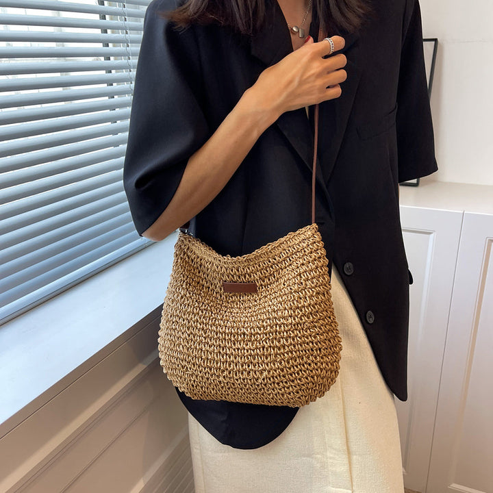 Women's Woven Shoulder Bag with Adjustable Strap for Daily