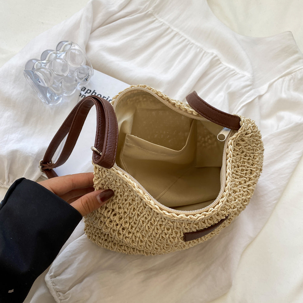 Women's Woven Shoulder Bag with Adjustable Strap for Daily
