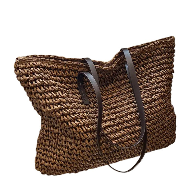 Women's Woven Tote Bag with Roomy Interior for Errands