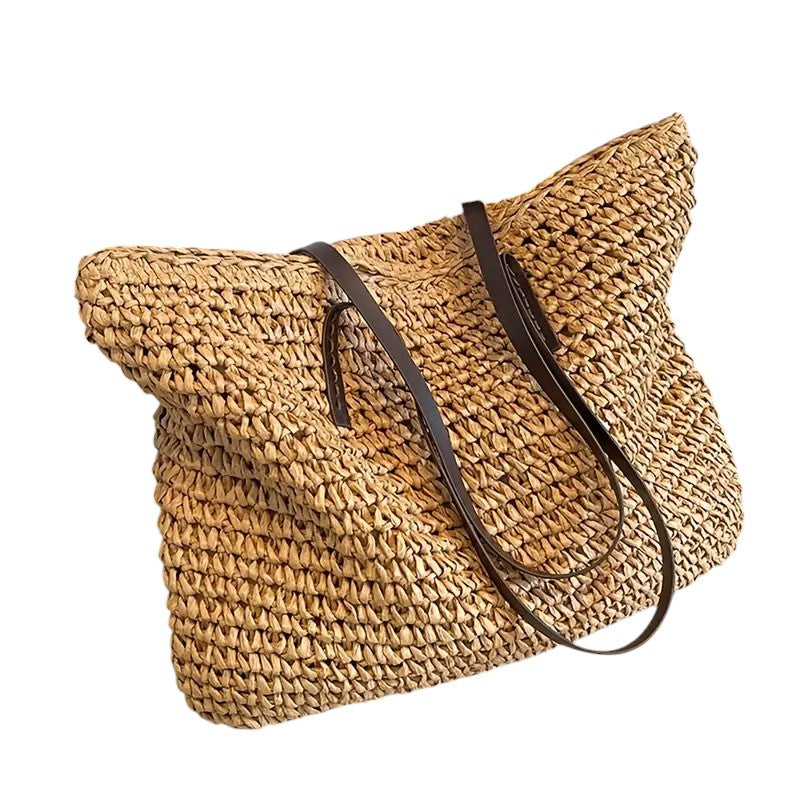Women's Woven Tote Bag with Roomy Interior for Errands