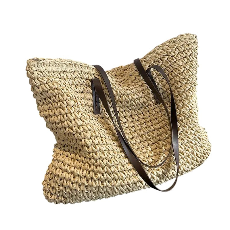 Women's Woven Tote Bag with Roomy Interior for Errands