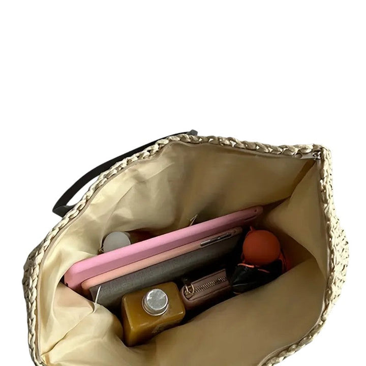 Women's Woven Tote Bag with Roomy Interior for Errands