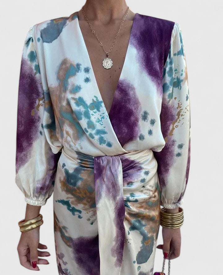 Women's Wrap Dress with Belt for City Outings Chic