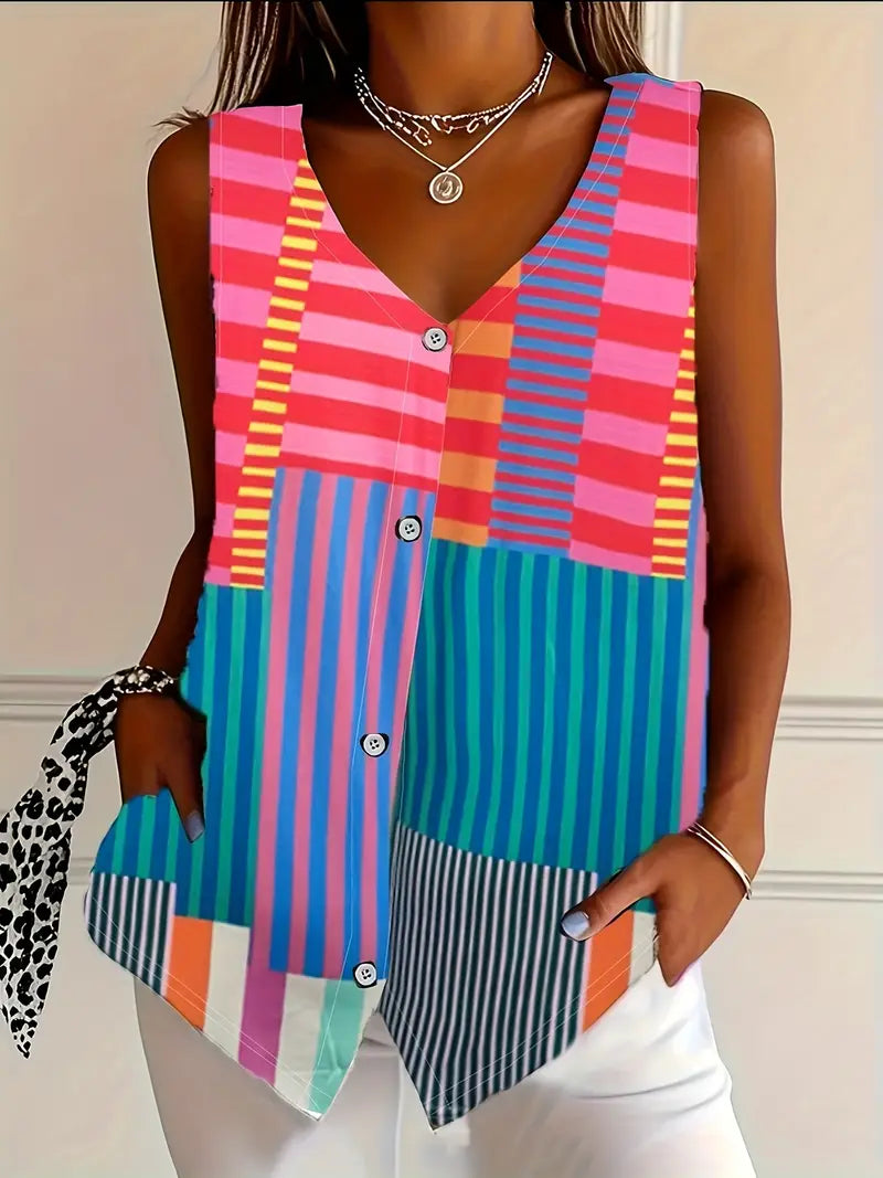 Women's Zebra Print Blouse with Button Front for Meetings