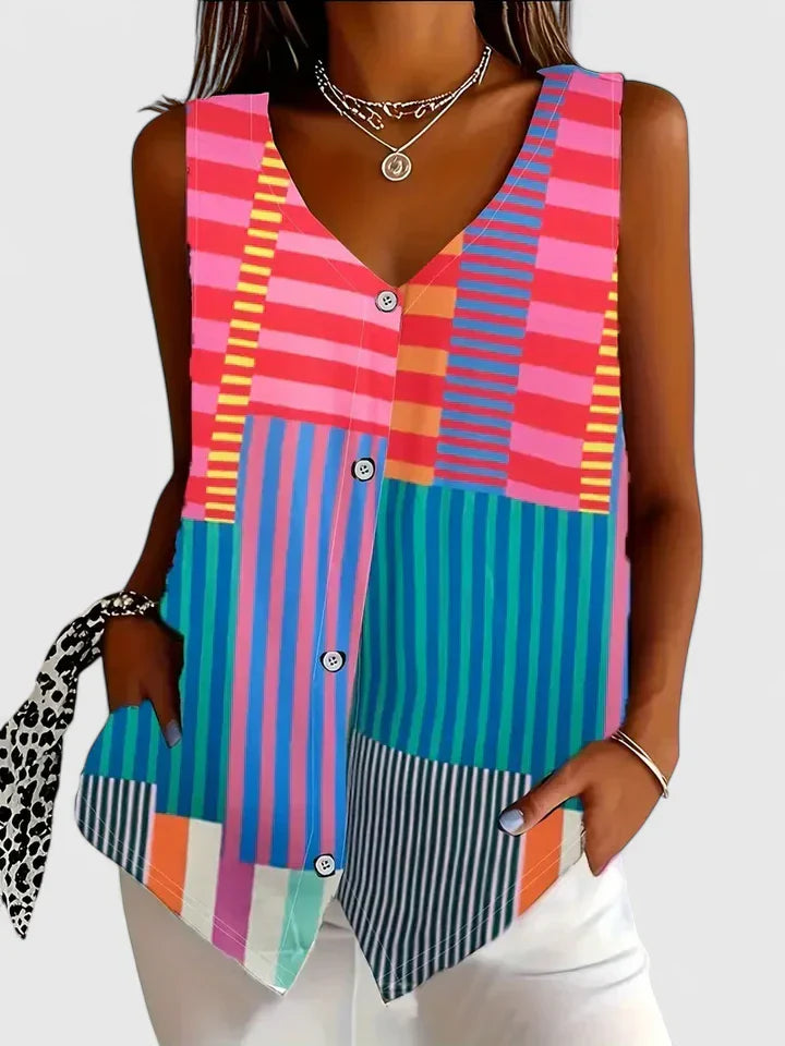 Women's Zebra Print Blouse with Button Front for Meetings