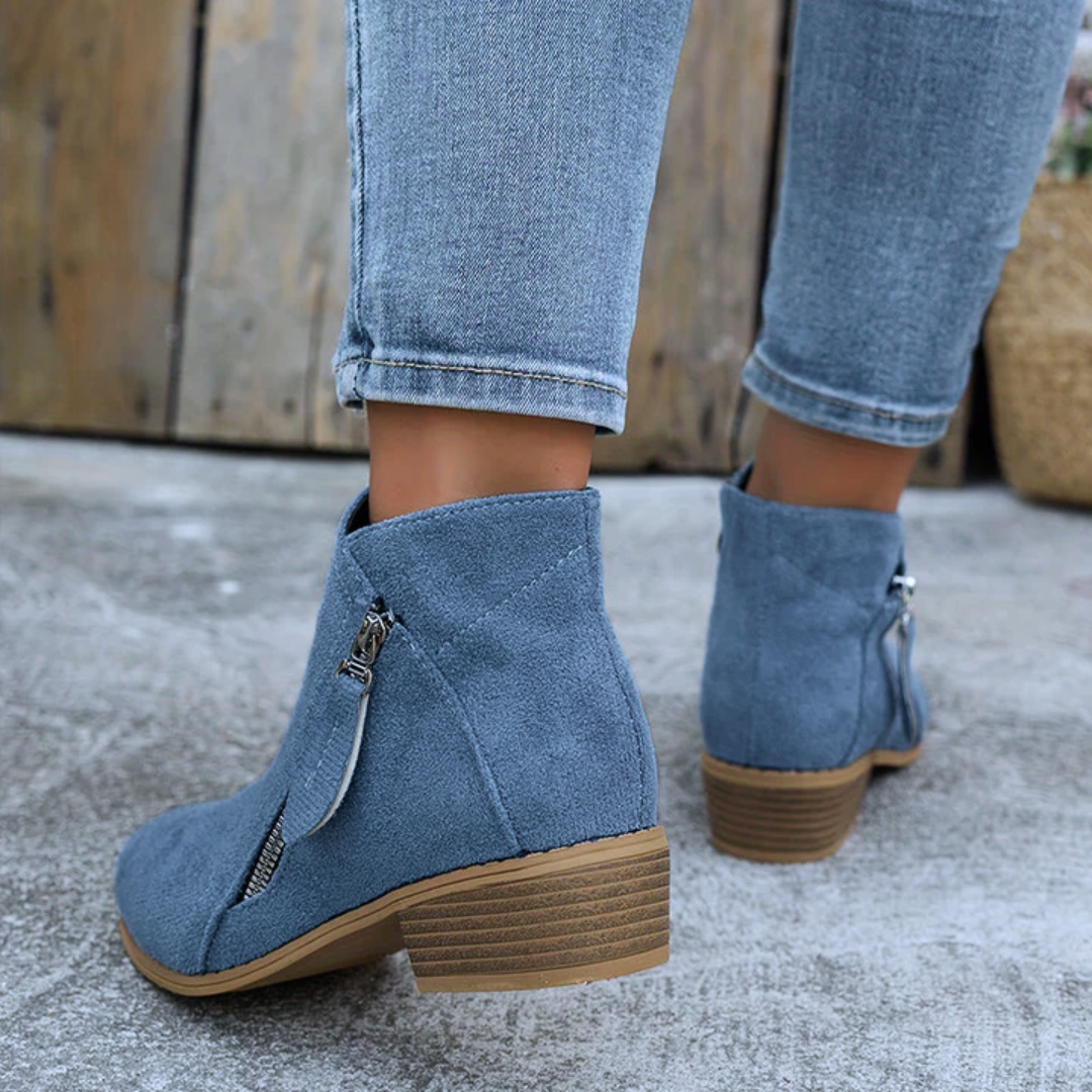 Women’s Zip Ankle Boots with Cushioned Sole