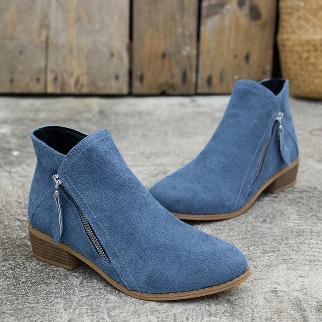 Women’s Zip Ankle Boots with Cushioned Sole