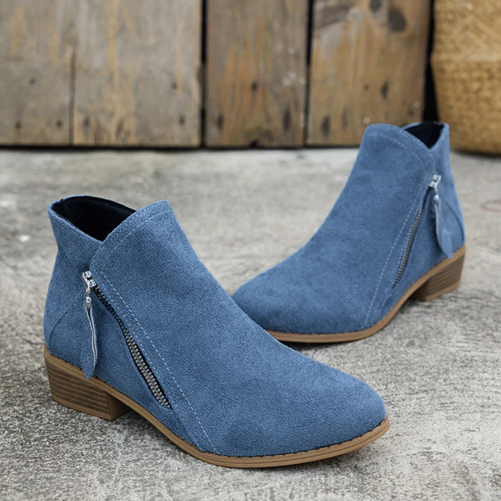 Women’s Zip Ankle Boots with Cushioned Sole